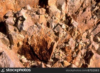 High angle view of the surface of a rock formation