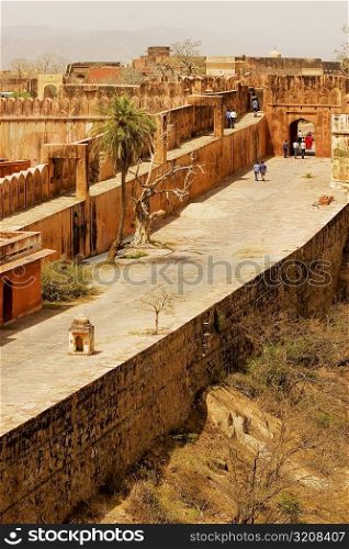 High angle view of the walkway of a fort, Jaigarh Fort, Jaipur, Rajasthan, India