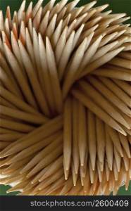 High angle view of toothpicks