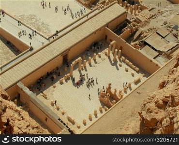 High angle view of tourists in a temple, Egypt