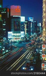 High angle view of traffic on the road, Ginza, Tokyo Prefecture, Japan