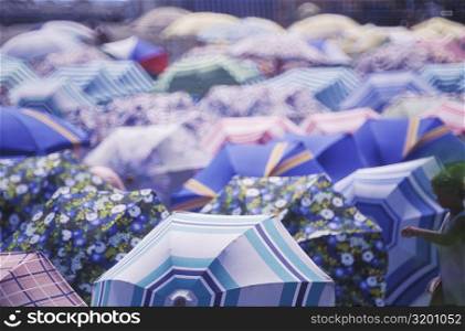 High angle view of umbrellas