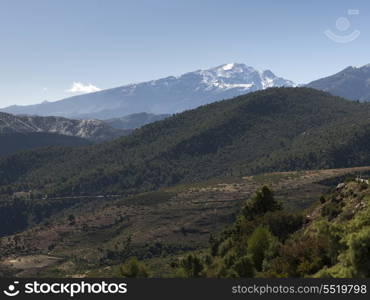 High angle view of valley with mountains, Atlas Mountains, Morocco