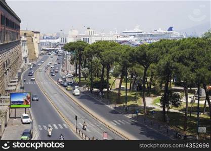 High angle view of vehicles on the road, Via Ammiraglio Ferdinando Acton, Naples, Naples Province, Campania, Italy