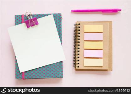high angle view various stationeries pink background. Resolution and high quality beautiful photo. high angle view various stationeries pink background. High quality beautiful photo concept