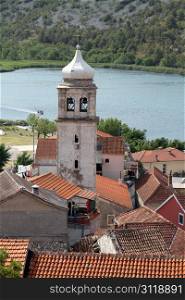 High bell tower in Skradin, Croatia