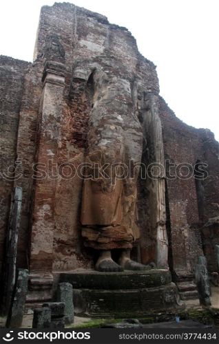 High Buddha statue in Lankatilaka temple in Polonnaruwa, Sri Lanka