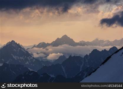 High Caucasus mountains. Svaneti.Georgia. Bezengi wall.