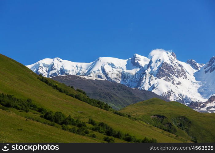 High Caucasus mountains. Svaneti.Georgia. Bezengi wall.