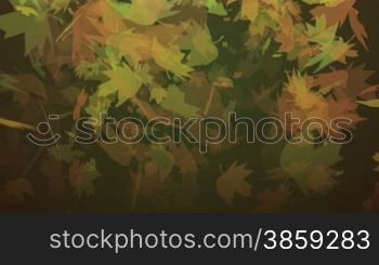 High definition animated background loop of autumn leaves falling randomly.