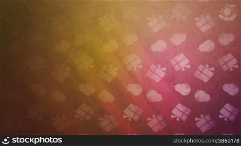 High definition animated loop of birthday symbols moving over a textured background.