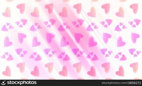 High definition animated loop of moving heart graphics over a light background.