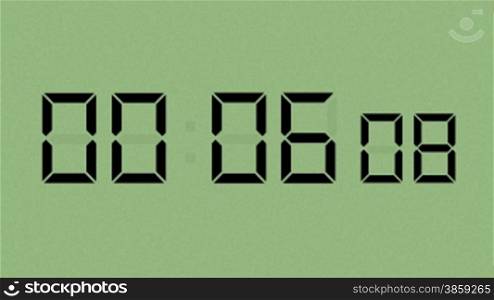 High definition animation of an LCD display counting down from 10 seconds to zero.