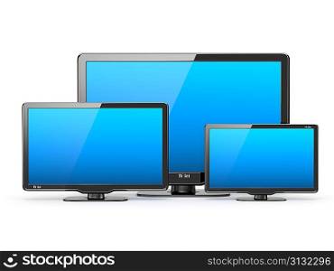 High Definition TV. Different screen sizes. 3d