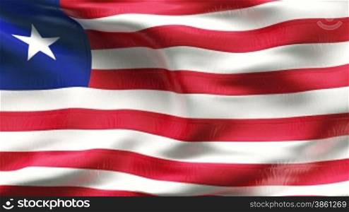 High detailed realistic flag of Liberia - with wrinkles and seams.