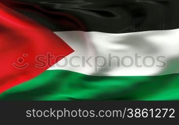 High detailed realistic flag of Palestina - with wrinkles and seams.