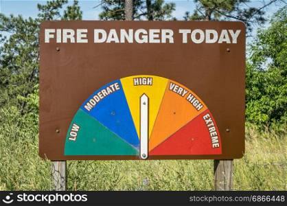 high fire danger roadside warning sign in Nebraska