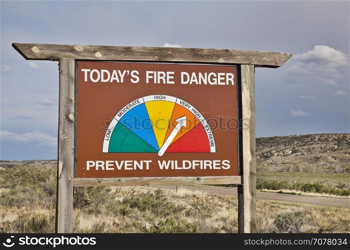 high fire danger roadside warning sign in northwestern Colorado