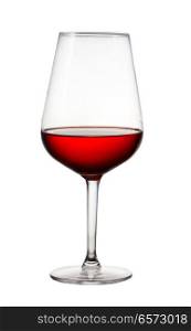 High glass with still red wine isolated on white background. Glass of red wine