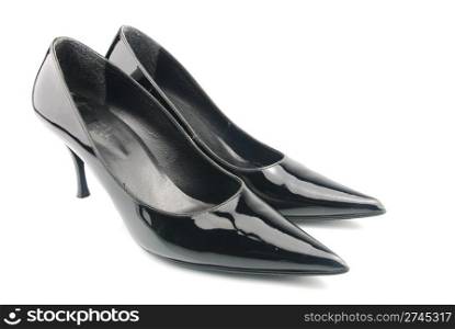 high heel black female shoes isolated on white background