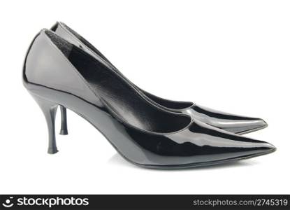 high heel black female shoes isolated on white background