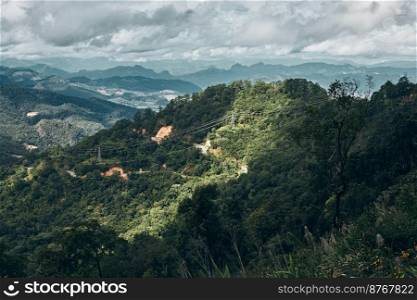 High mountain and blue sky background,Mae Hong Son province ,Thailand . High mountain and blue sky background,