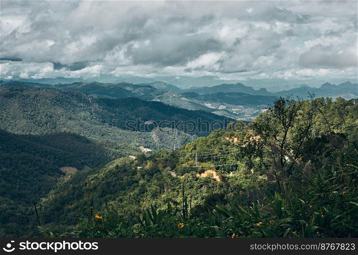 High mountain and blue sky background,Mae Hong Son province ,Thailand
. High mountain and blue sky background,