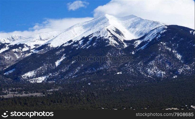 High mountain covers by snow in the winter