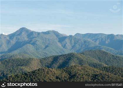 High mountain range of the national park in the northern of Thailand.(Copy space)