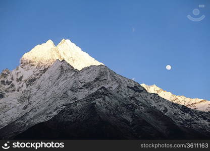 High mountains in cloud. Nepal. Everest