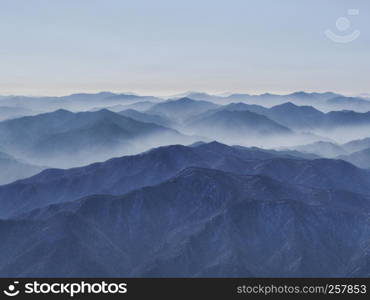 High mountains in clouds. Seoraksan National Park, South Korea