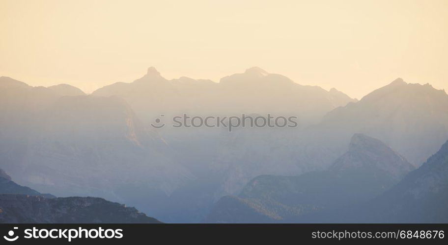 High mountains silhouette at sunset