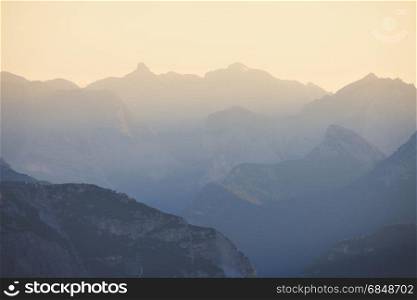 High mountains silhouette at sunset