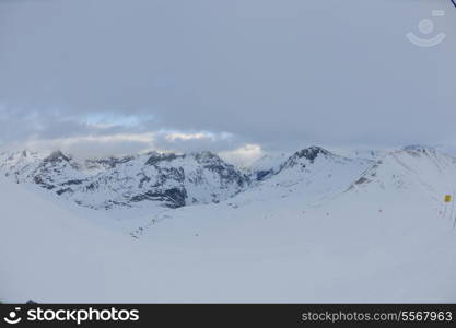 High mountains under fresh snow in the winter season