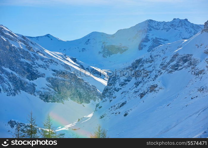 High mountains under fresh snow in the winter season