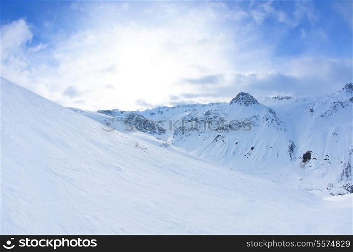 High mountains under fresh snow in the winter season