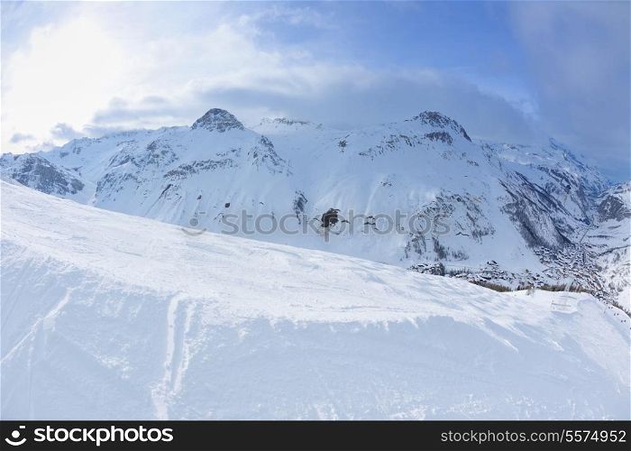 High mountains under fresh snow in the winter season