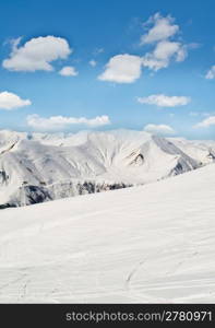 High mountains under snow in the winter