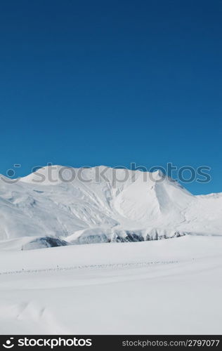 High mountains under snow in the winter