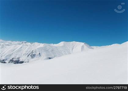 High mountains under snow in the winter