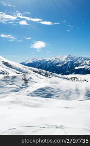 High mountains under snow in the winter