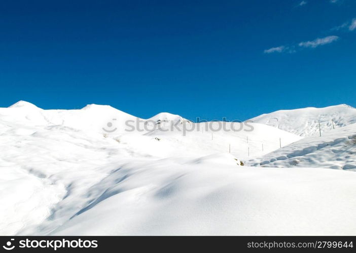 High mountains under snow in the winter