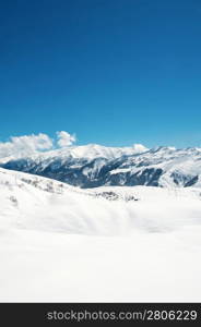 High mountains under snow in the winter