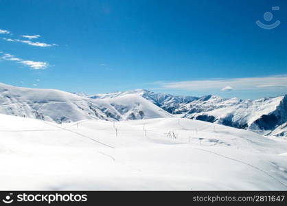 High mountains under snow in the winter