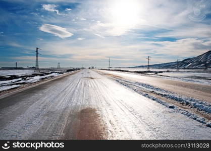 High mountains under snow in the winter