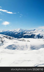 High mountains under snow in the winter