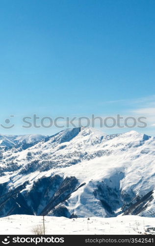 High mountains under snow in the winter