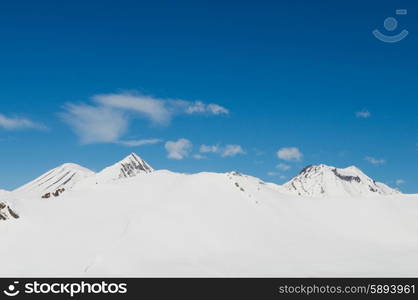 High mountains under snow in the winter