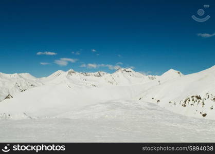 High mountains under snow in the winter