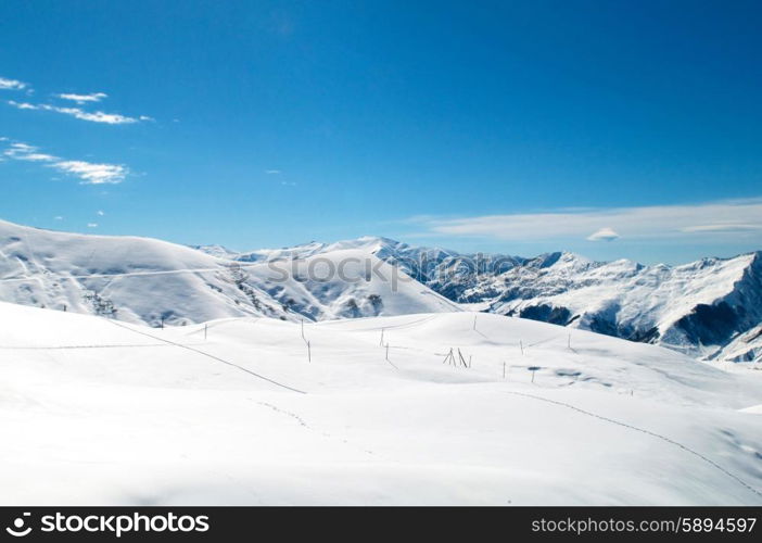 High mountains under snow in the winter